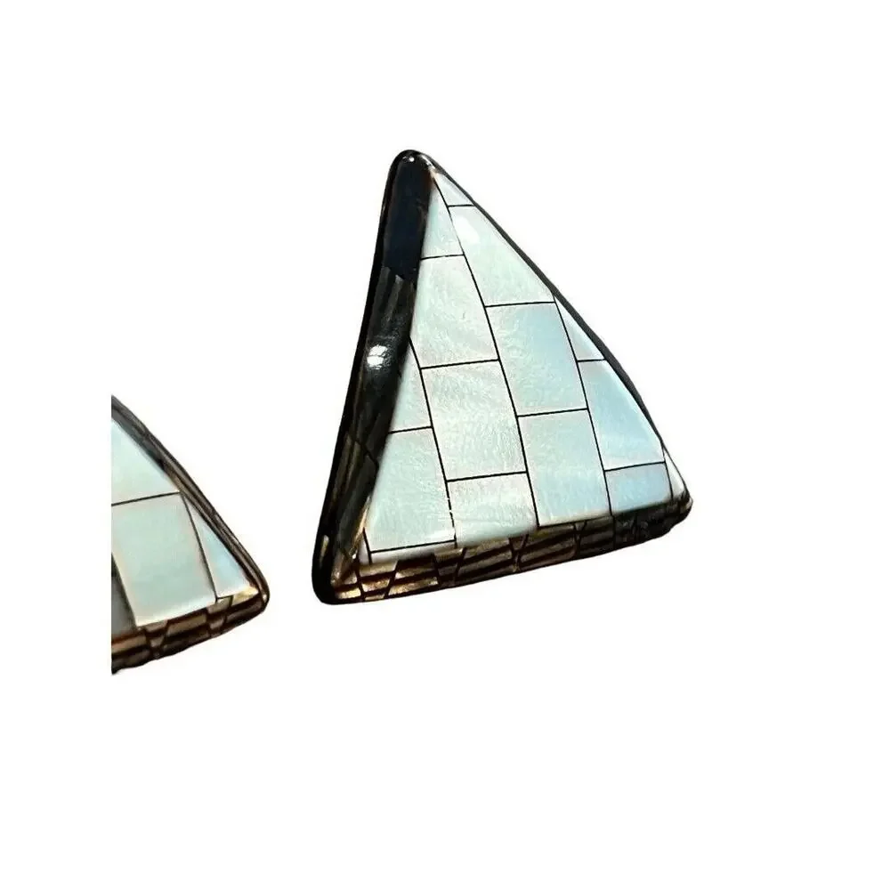 Acrylic Geometric Triangle Earrings Vintage 80's